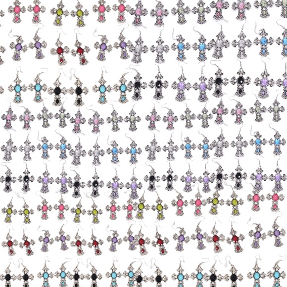 💎 Brand New Antique Cross Earrings- Lemon Green - Picture 4 of 4